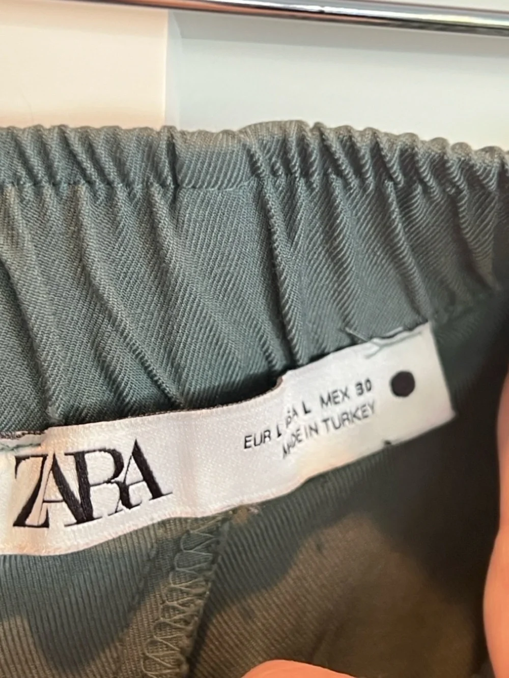 Zara Wide Leg Flowy Trousers - Sage Green - Size Large